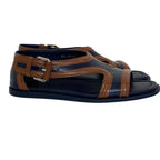 Prada Bicolor Leather Strap Sandals 6.5 Navy Brown — view 4