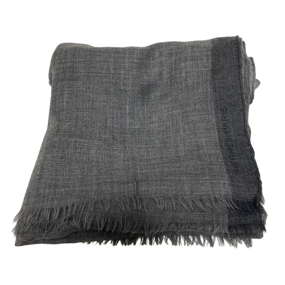 Hermes Cashmere Pashmina Shawl Large Gray Scarf — view 2