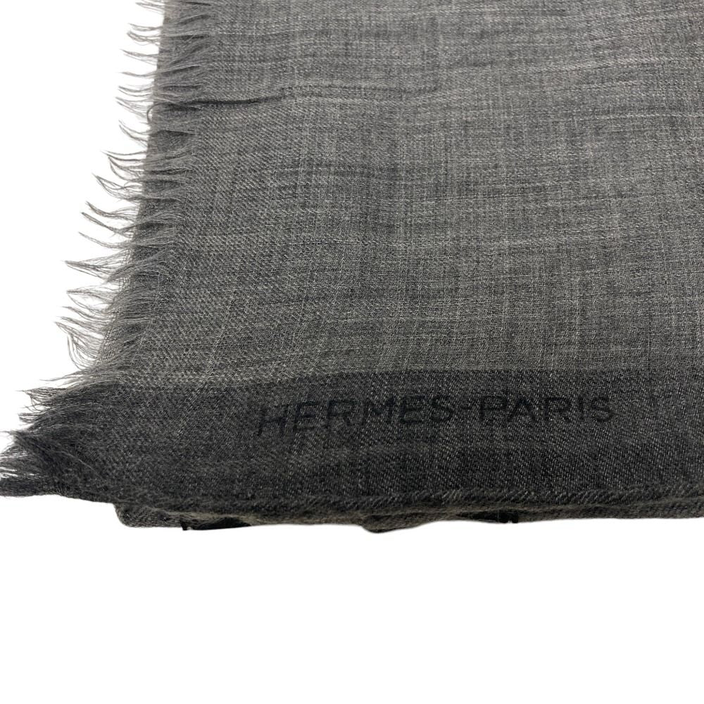 Hermes Cashmere Pashmina Shawl Large Gray Scarf — view 5