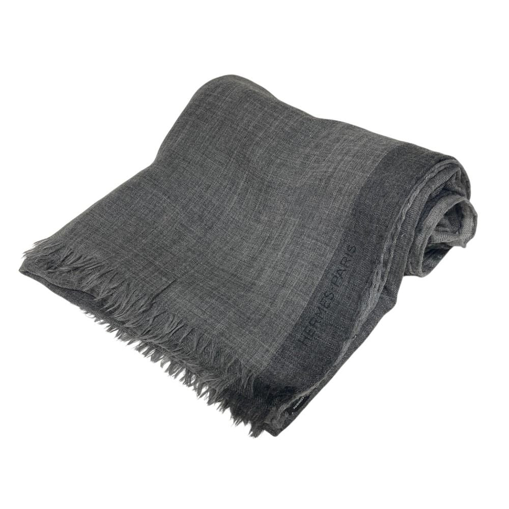 Hermes Cashmere Pashmina Shawl Large Gray Scarf