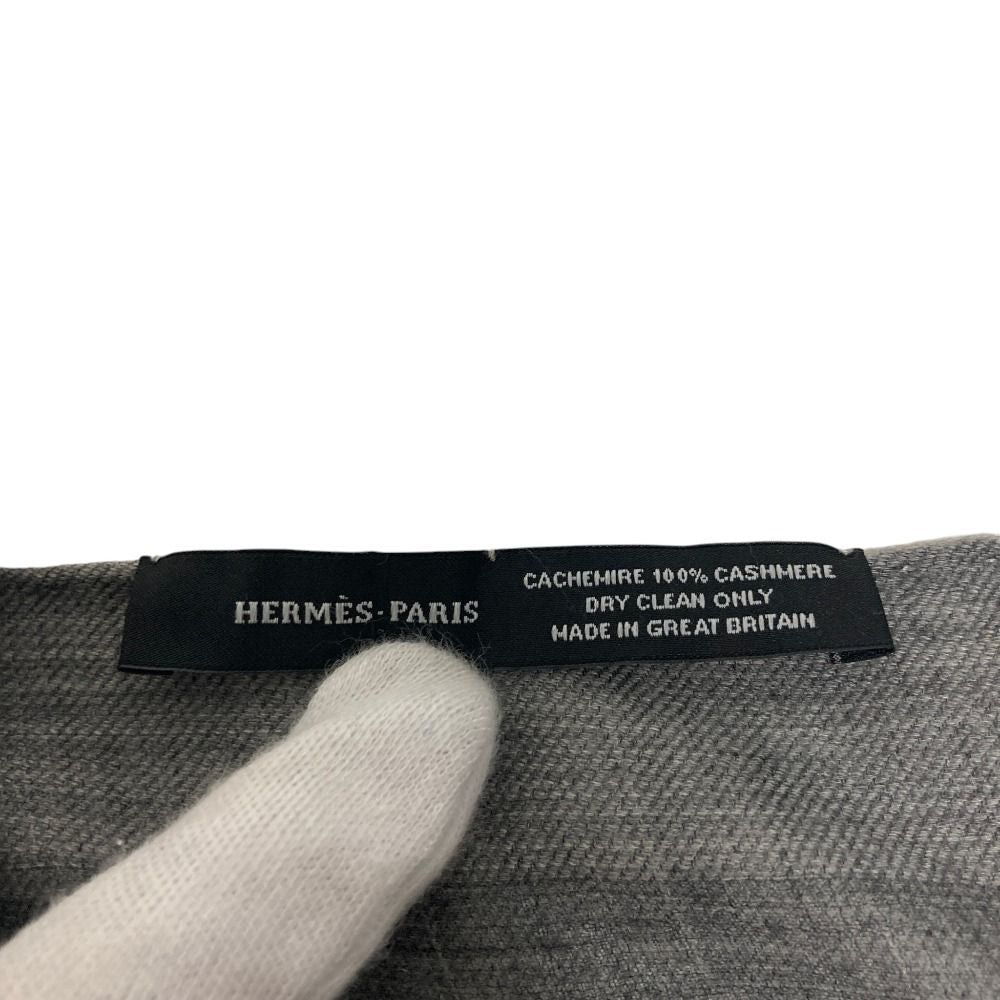 Hermes Cashmere Pashmina Shawl Large Gray Scarf — view 6