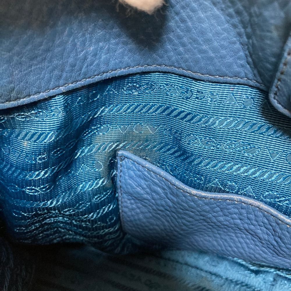Prada Vitello Daino Leather Shoulder Bag Blue — view 9