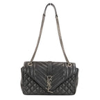 Saint Laurent Paris Classic Small Satchel Leather Shoulder Bag Black — view 2