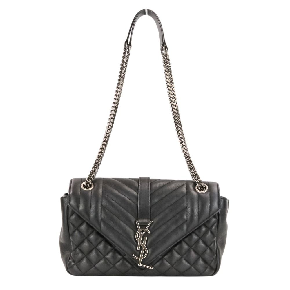 Saint Laurent Paris Classic Small Satchel Leather Shoulder Bag Black — view 2