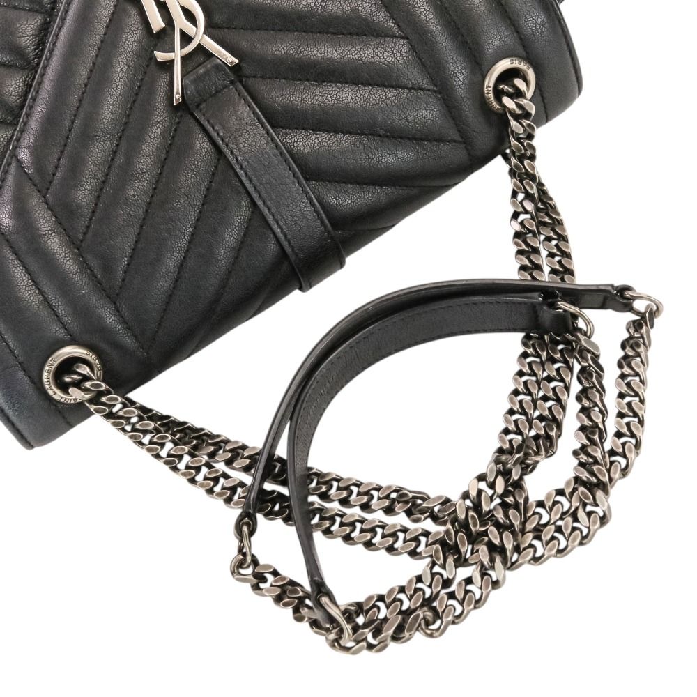 Saint Laurent Paris Classic Small Satchel Leather Shoulder Bag Black — view 7