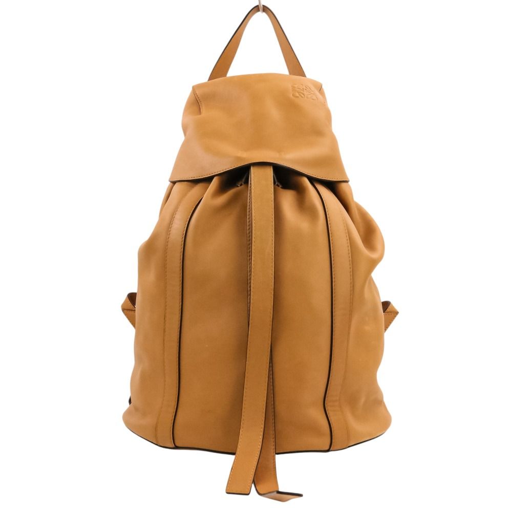 Loewe Drawstring Leather Backpack Camel