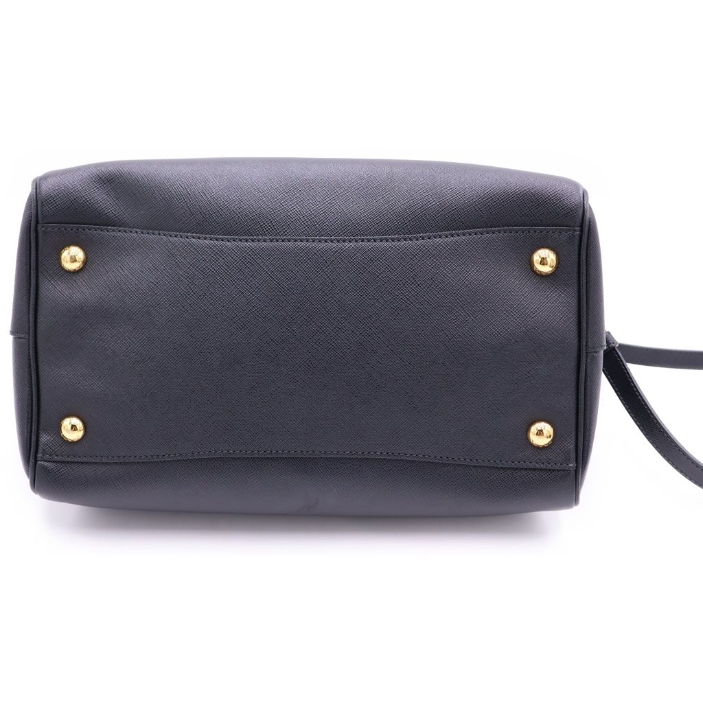 Prada Saffiano 2-Way Shoulder Bag Black Leather Gold — view 4