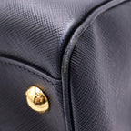 Prada Saffiano 2-Way Shoulder Bag Black Leather Gold — view 5