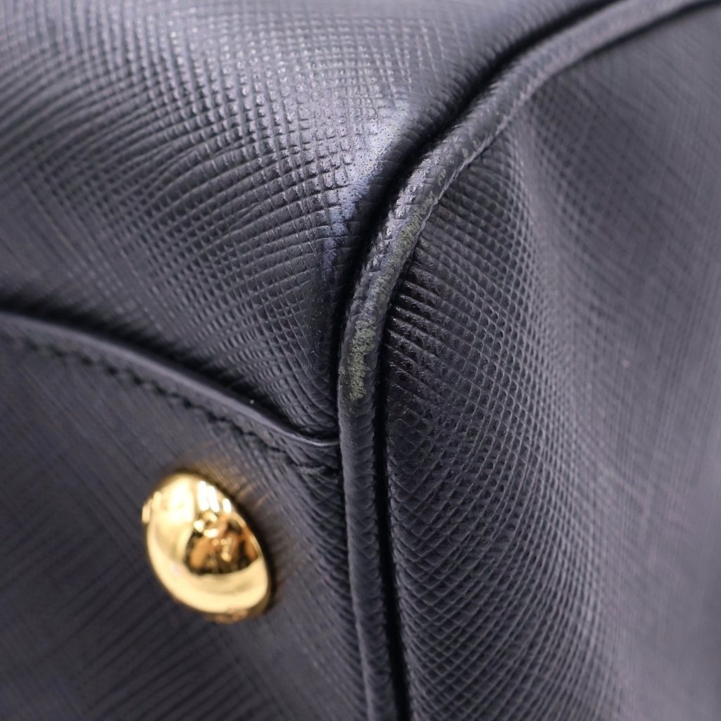Prada Saffiano 2-Way Shoulder Bag Black Leather Gold — view 5