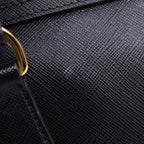 Prada Saffiano 2-Way Shoulder Bag Black Leather Gold — view 6