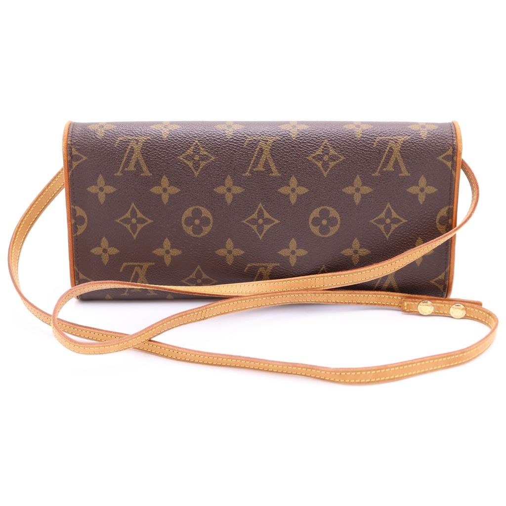 Louis Vuitton Monogram Pochette Twin Mini Shoulder Bag Brown Leather — view 2