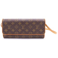 Louis Vuitton Monogram Pochette Twin Mini Shoulder Bag Brown Leather
