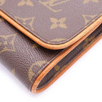 Louis Vuitton Monogram Pochette Twin Mini Shoulder Bag Brown Leather — view 4