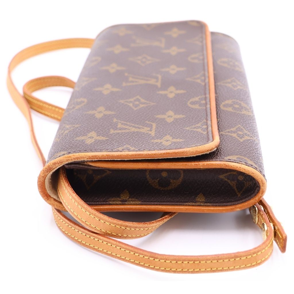 Louis Vuitton Monogram Pochette Twin Mini Shoulder Bag Brown Leather — view 3