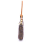 Louis Vuitton Monogram Pochette Handbag Case Brown Leather Gold — view 3