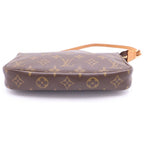 Louis Vuitton Monogram Pochette Handbag Case Brown Leather Gold — view 4