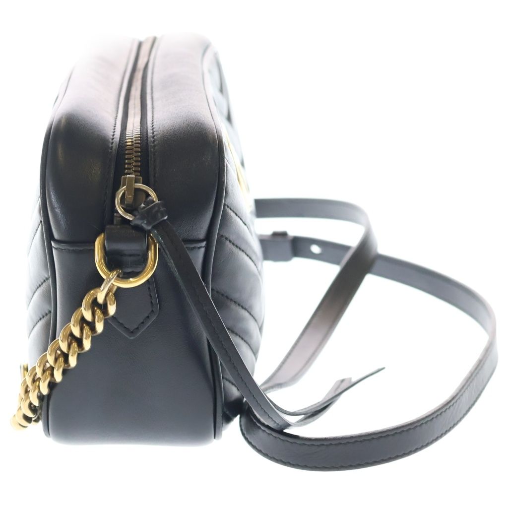 Gucci GG Marmont Shoulder Bag Black Leather Gold — view 3