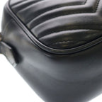 Gucci GG Marmont Shoulder Bag Black Leather Gold — view 5