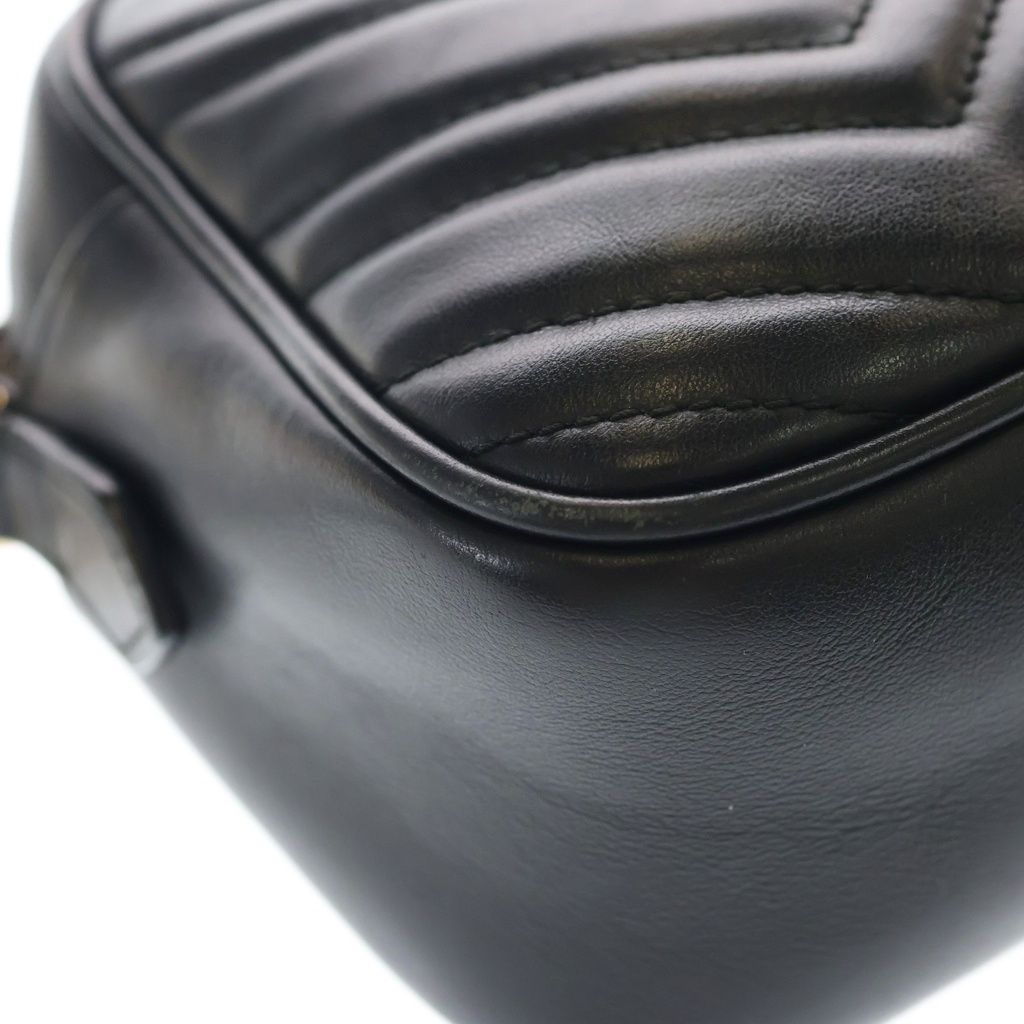 Gucci GG Marmont Shoulder Bag Black Leather Gold — view 5