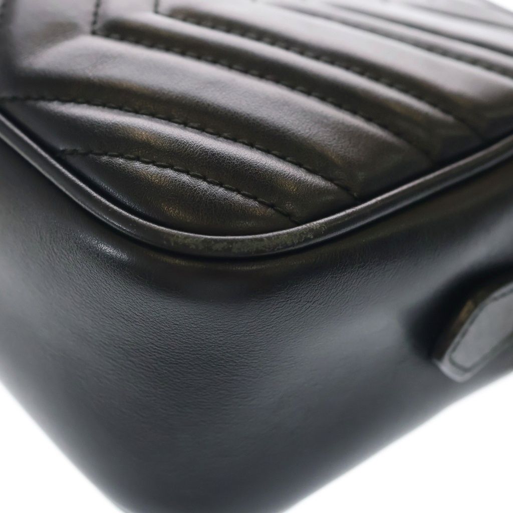 Gucci GG Marmont Shoulder Bag Black Leather Gold — view 7