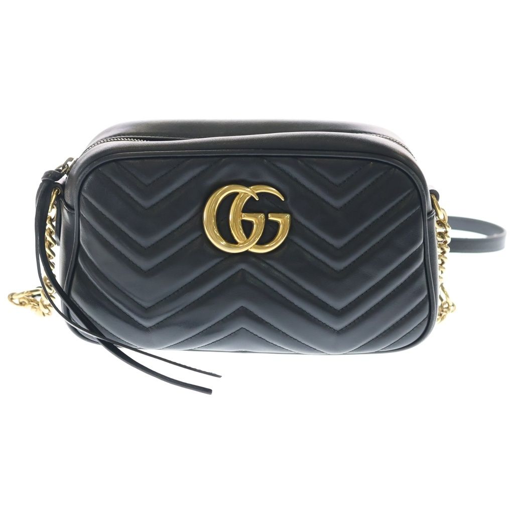 Gucci GG Marmont Shoulder Bag Black Leather Gold