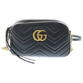 Gucci GG Marmont Shoulder Bag Black Leather Gold