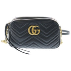 Gucci GG Marmont Shoulder Bag Black Leather Gold