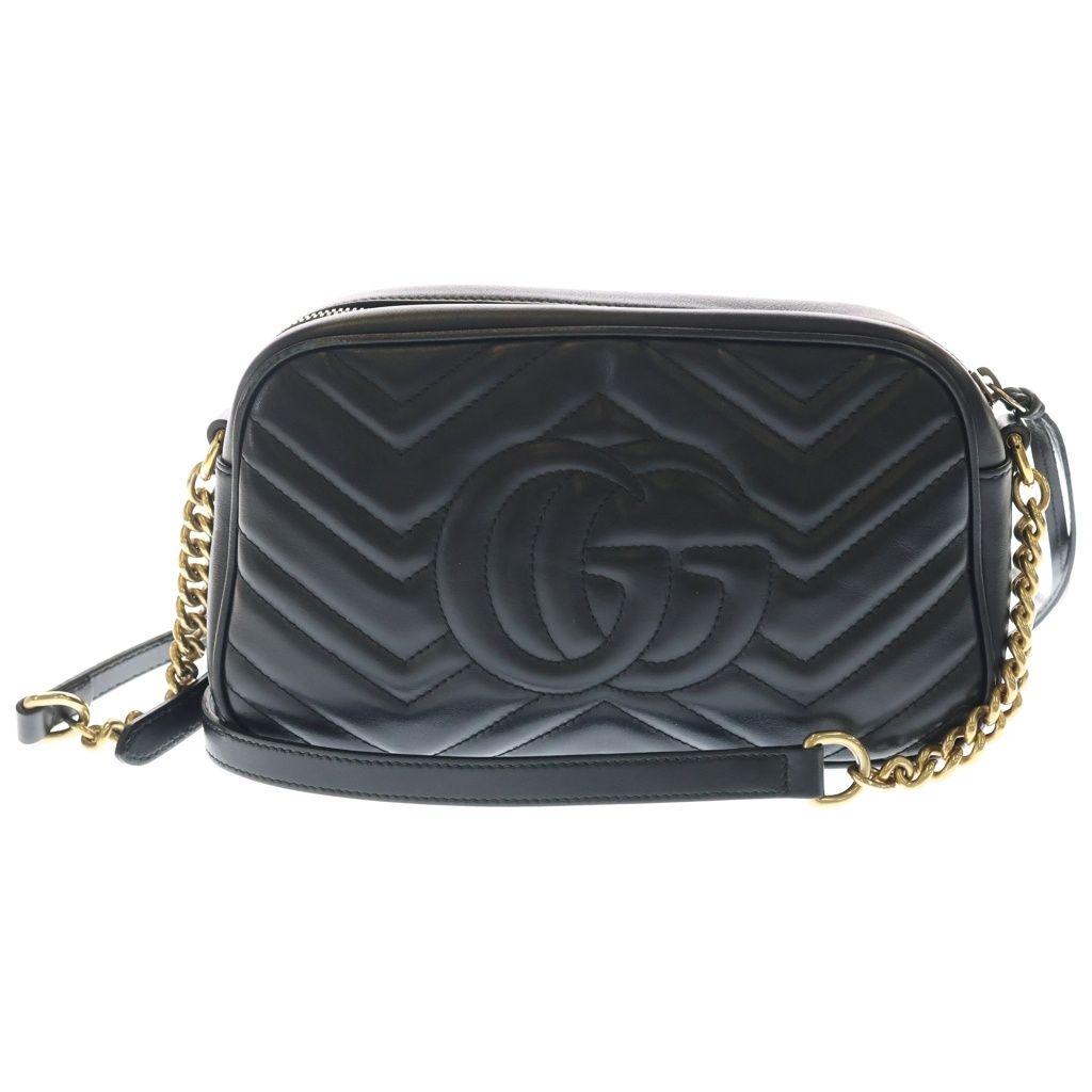 Gucci GG Marmont Shoulder Bag Black Leather Gold — view 2