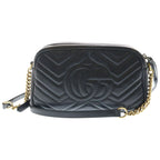Gucci GG Marmont Shoulder Bag Black Leather Gold — view 2