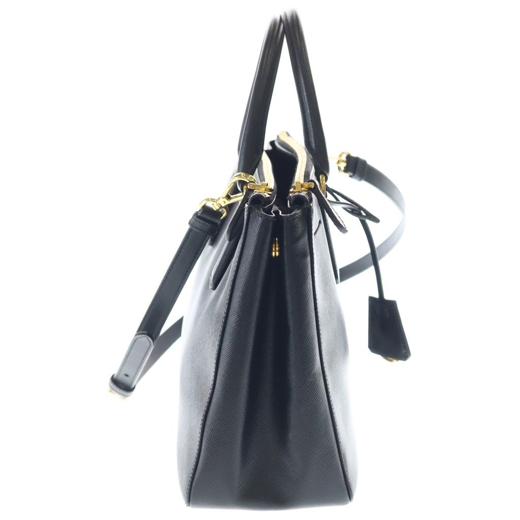 Prada Galleria Gold Leather 2-Way Shoulder Bag Tote Black — view 3