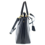 Prada Galleria Gold Leather 2-Way Shoulder Bag Tote Black — view 3