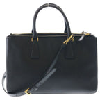 Prada Galleria Gold Leather 2-Way Shoulder Bag Tote Black — view 2