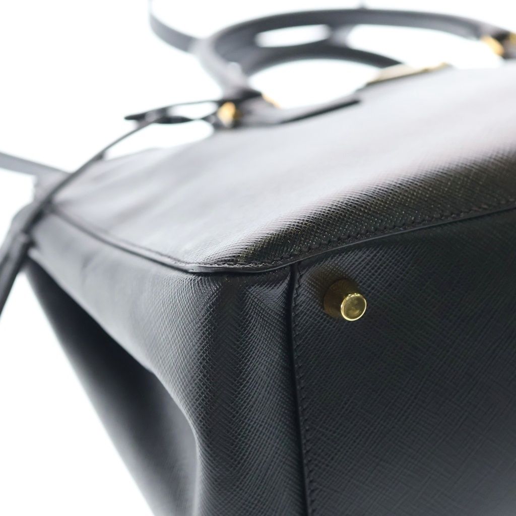 Prada Galleria Gold Leather 2-Way Shoulder Bag Tote Black — view 5