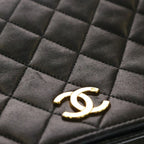 Chanel Quilted 24 Shoulder Bag Chain Black Lambskin Gold — view 6
