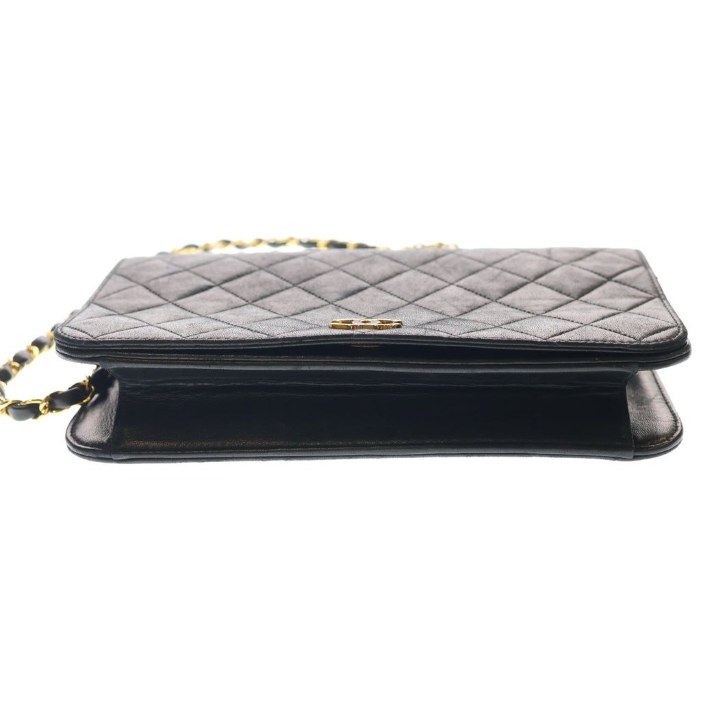 Chanel Quilted 24 Shoulder Bag Chain Black Lambskin Gold — view 4