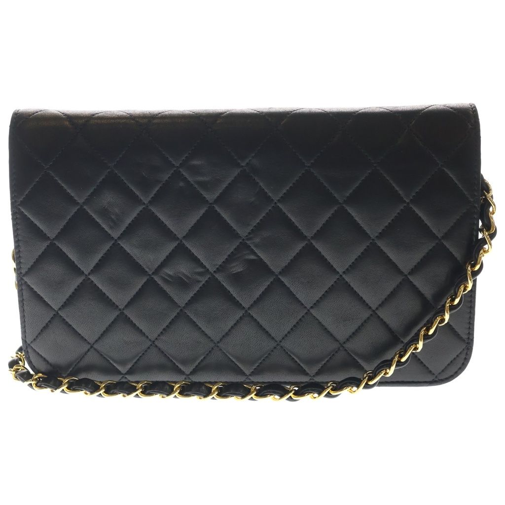 Chanel Quilted 24 Shoulder Bag Chain Black Lambskin Gold — view 2