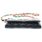 Chanel Quilted Chain Wallet Mini Shoulder Bag Black Lambskin Gold — view 4
