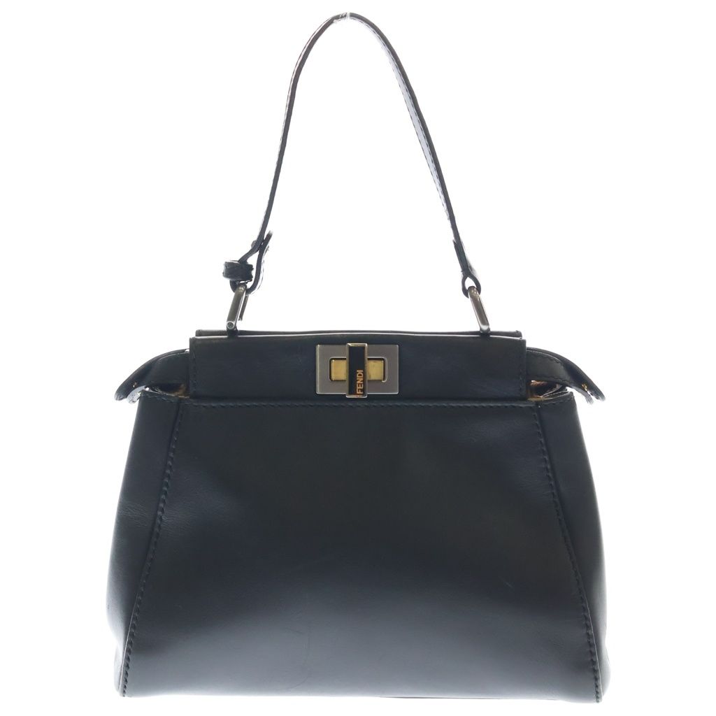 Fendi Peekaboo Mini 2-Way Shoulder Bag Black Leather Silver — view 2