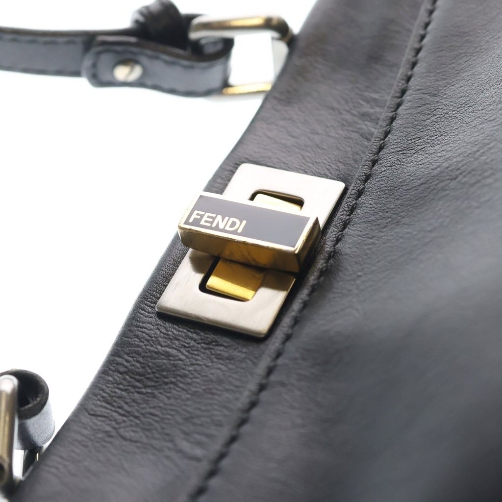 Fendi Peekaboo Mini 2-Way Shoulder Bag Black Leather Silver — view 6