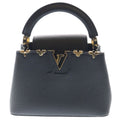 Louis Vuitton Capucines Mini 2-Way Shoulder Bag Black Leather Gold