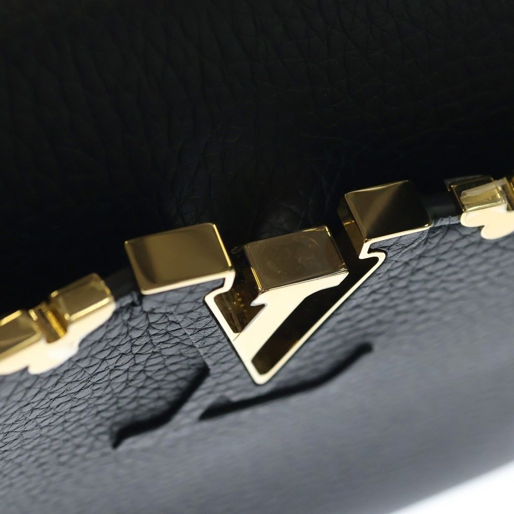 Louis Vuitton Capucines Mini 2-Way Shoulder Bag Black Leather Gold — view 6