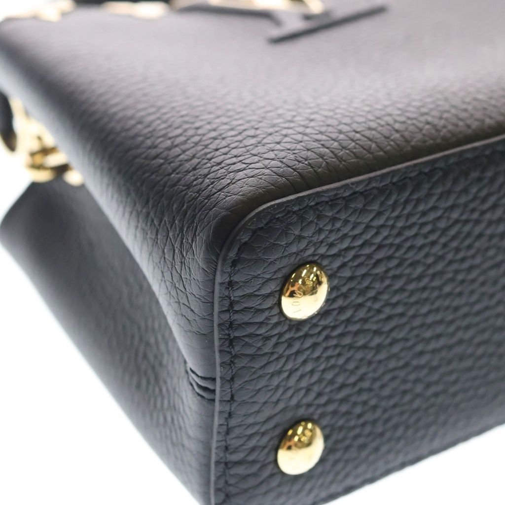 Louis Vuitton Capucines Mini 2-Way Shoulder Bag Black Leather Gold — view 5