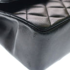 Chanel Quilted 25 Double Flap Chain Shoulder Bag Black Lambskin Gold — view 6