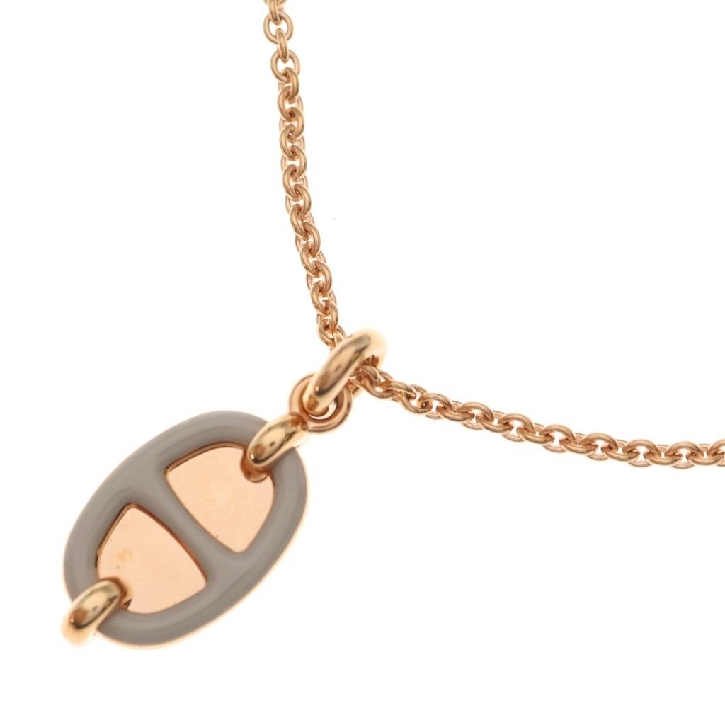 Hermes Mini Maillon PM Necklace Beige Rose Gold