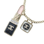 Chanel CC Logo Lip Charm Necklace Gold