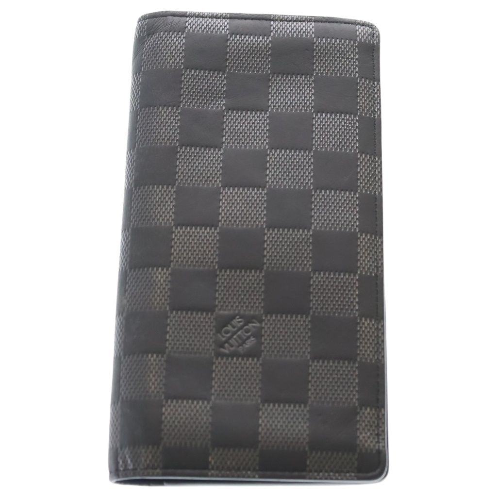 Louis Vuitton Damier Infini Portefeuille Brazza Wallet Black Silver