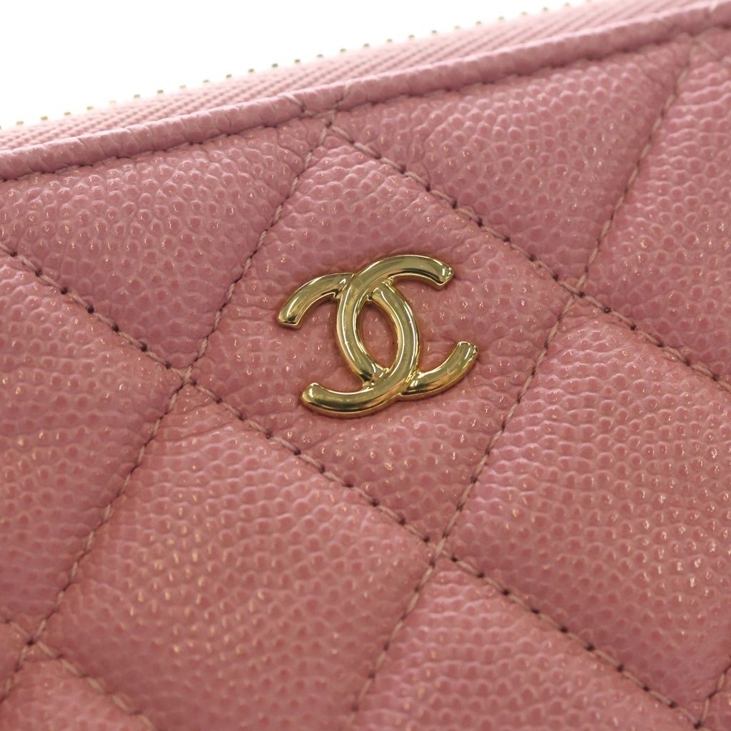 Chanel Quilted Classic Mini Pouch Caviar Leather Pink — view 6