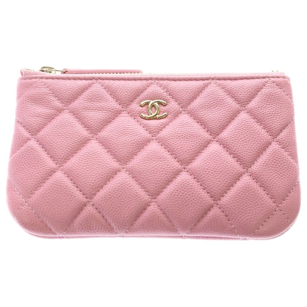 Chanel Quilted Classic Mini Pouch Caviar Leather Pink