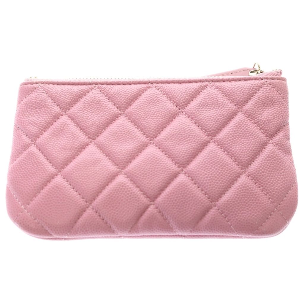 Chanel Quilted Classic Mini Pouch Caviar Leather Pink — view 2