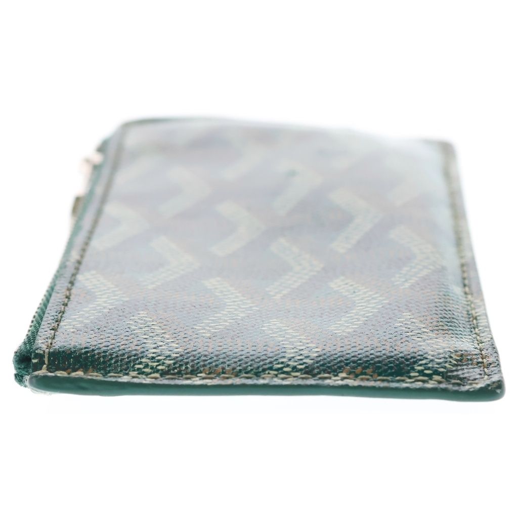 Goyard Bourbon Card Case Fragment Business Holder Green Leather Silver — view 3